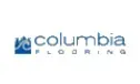 The logo for columbia flooring is blue and white.