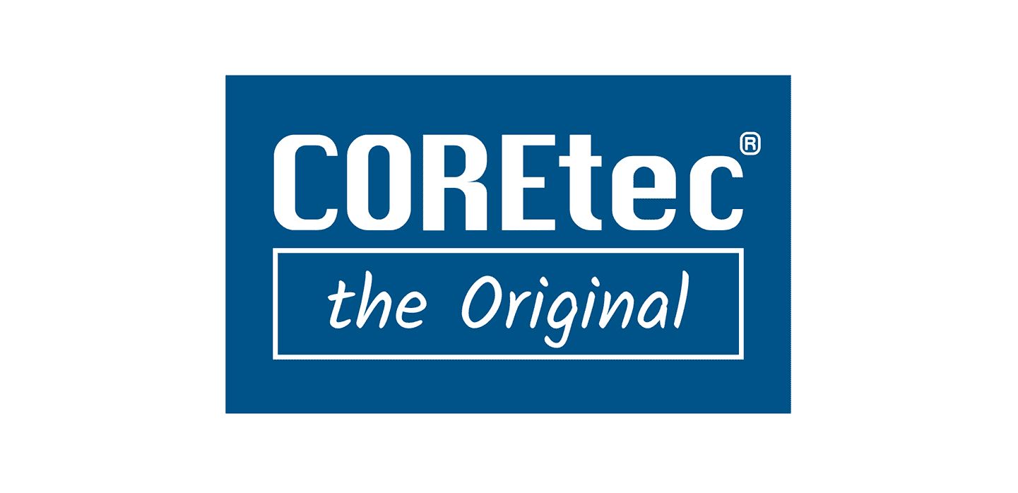 A blue and white logo for coretec the original