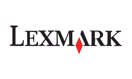 The lexmark logo is black and red with a red diamond in the middle.