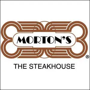The logo for morton 's the steakhouse is a dog bone.