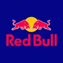 The red bull logo is on a blue background.