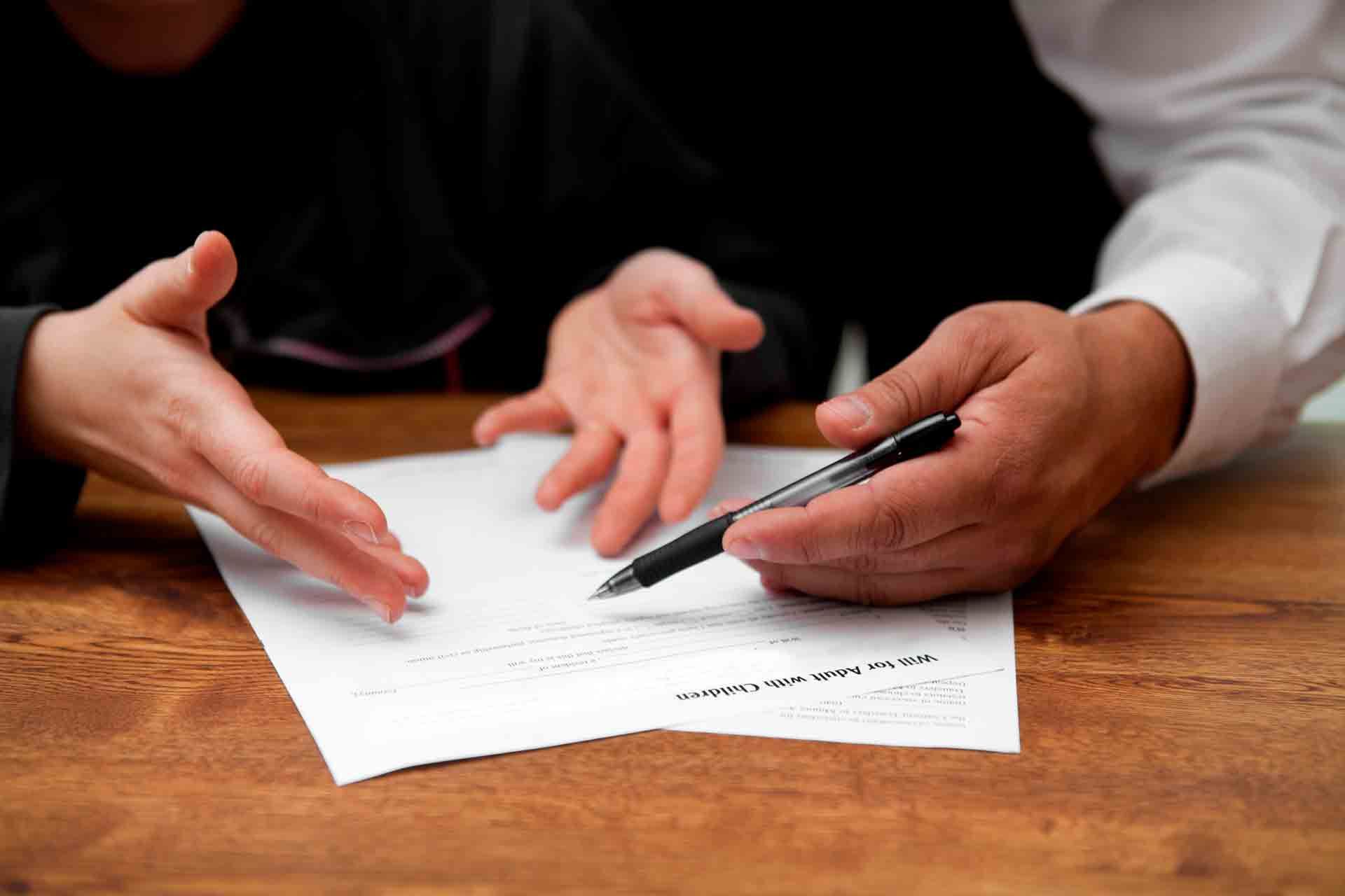 CPA explaining a will to a client.