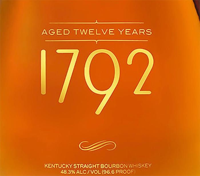 A bottle of 1792 kentucky straight bourbon whiskey
