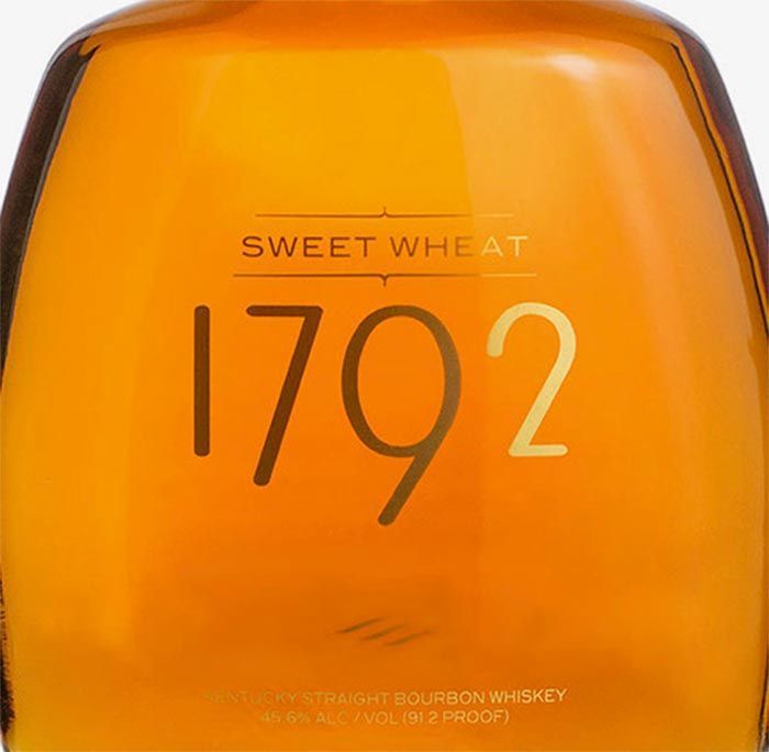 A bottle of sweet wheat 1792 bourbon whiskey