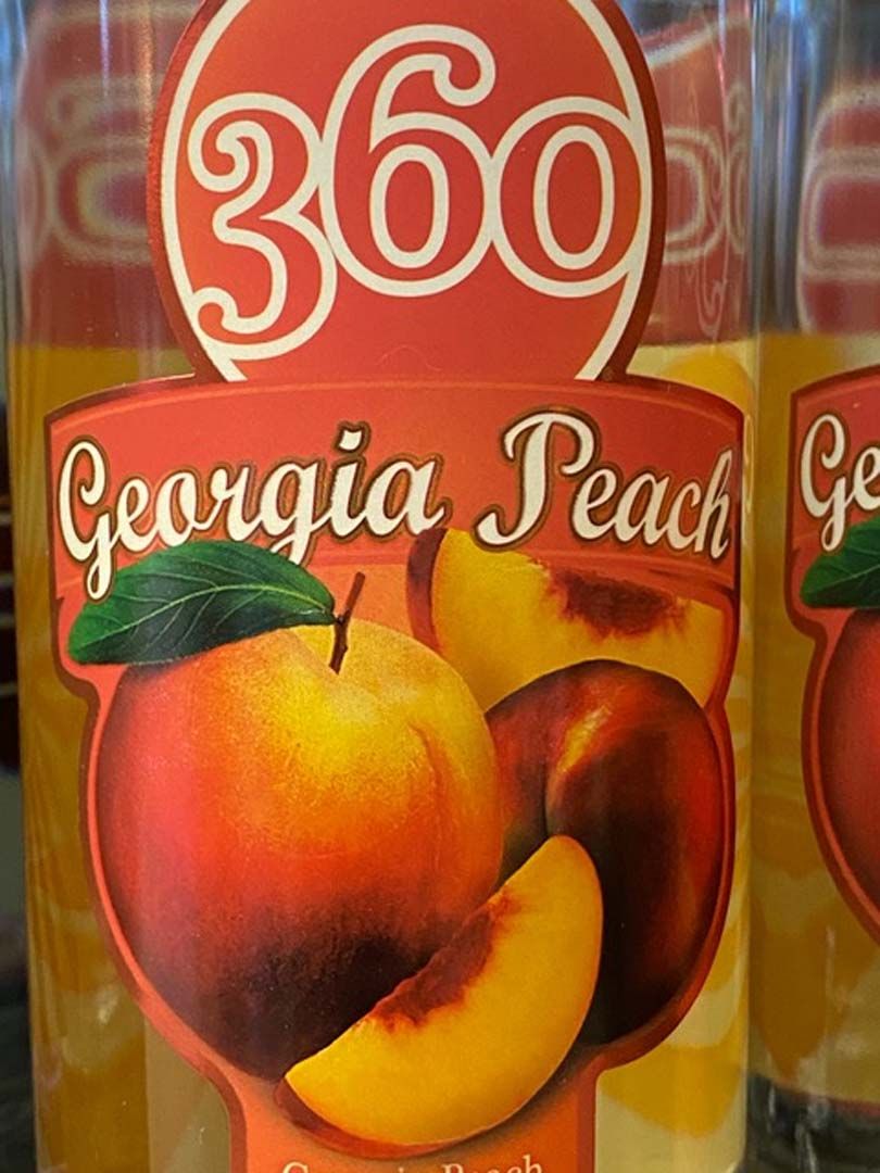 A bottle of 360 georgia peach juice