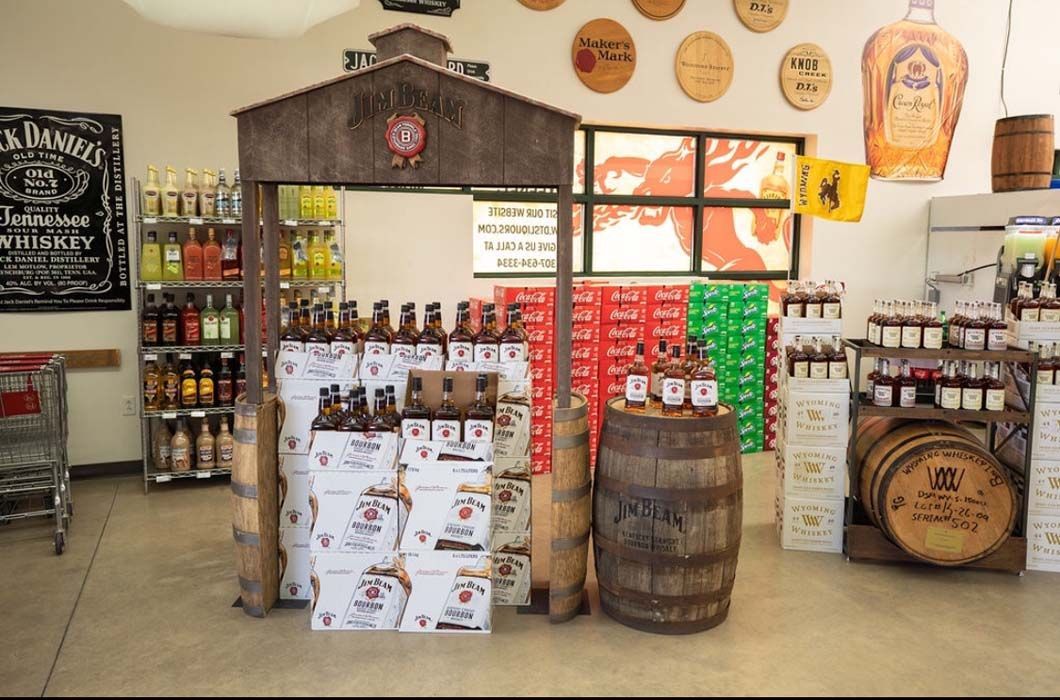 A liquor store with a sign that says jack daniels on it