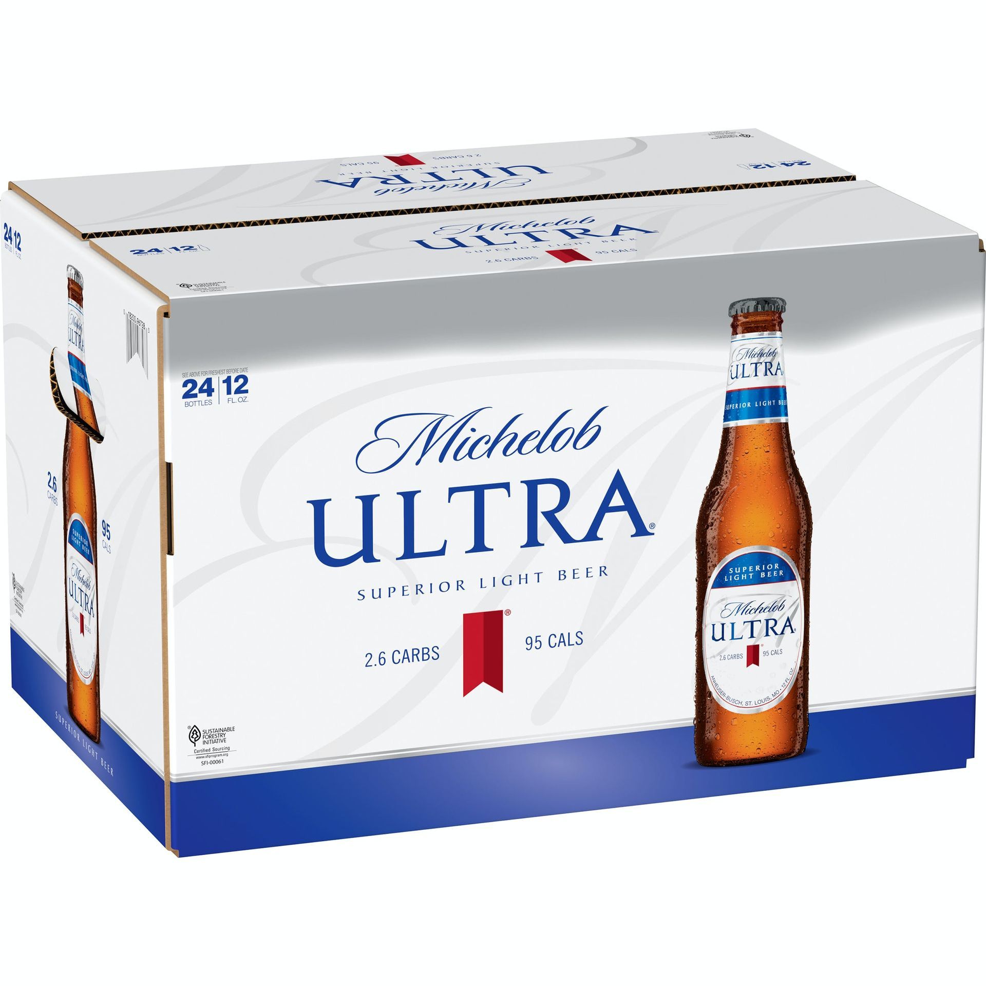 A box of michelob ultra beer contains 24 bottles