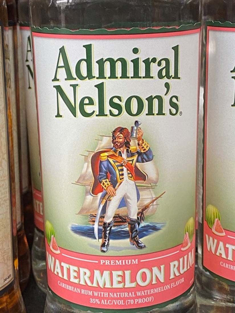 A bottle of admiral nelson 's watermelon rum