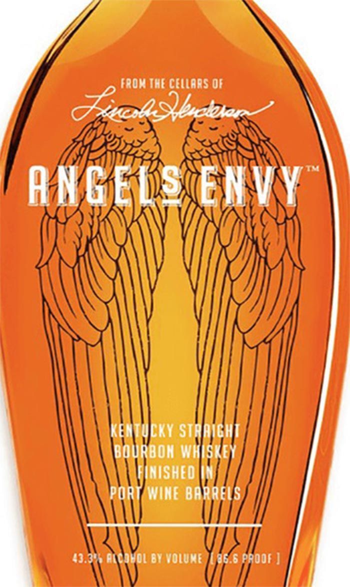 A bottle of angels envy kentucky straight bourbon whiskey