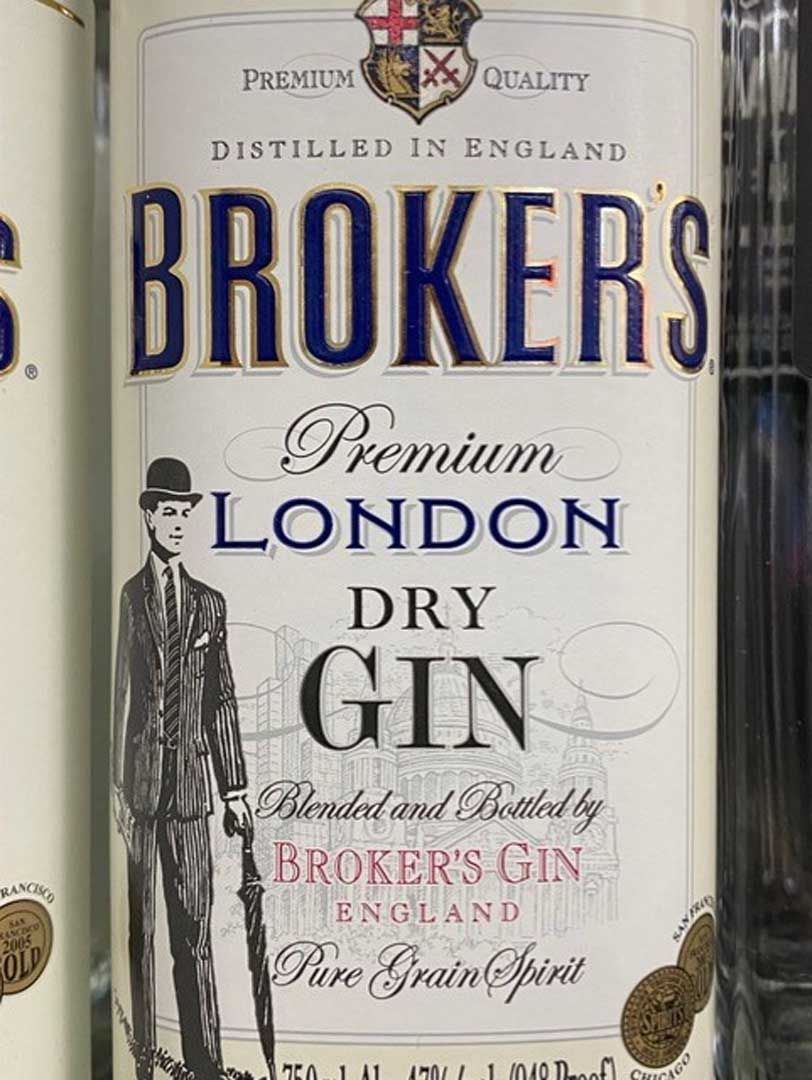 A bottle of broker 's premium london dry gin