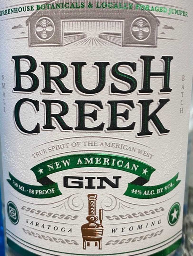A bottle of brush creek new american gin