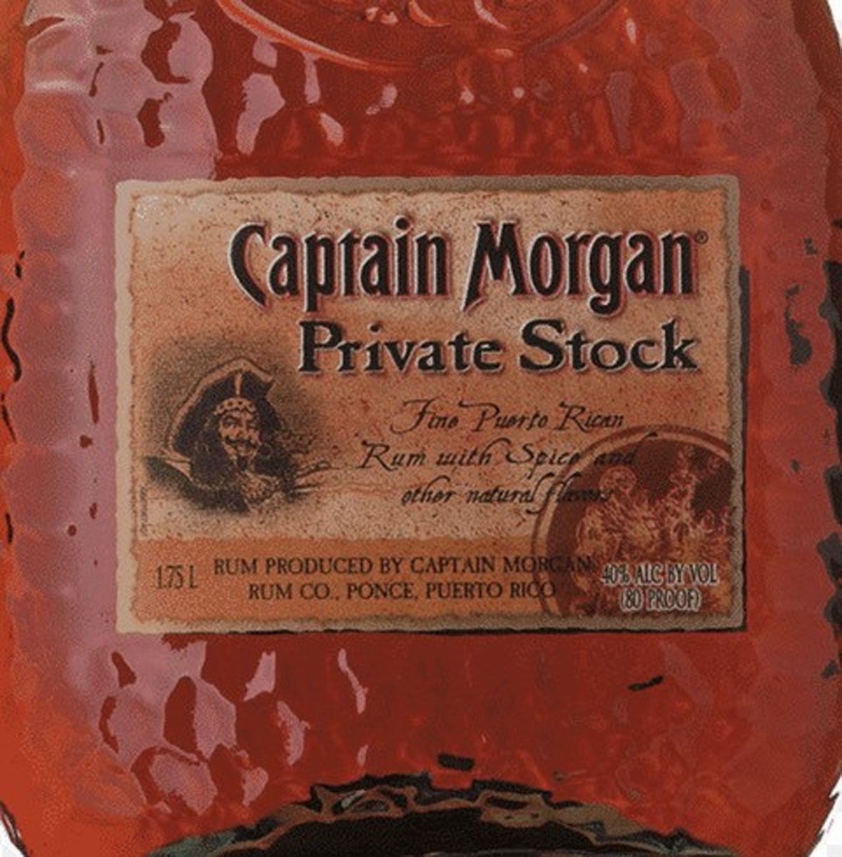 A bottle of captain morgan private stock rum