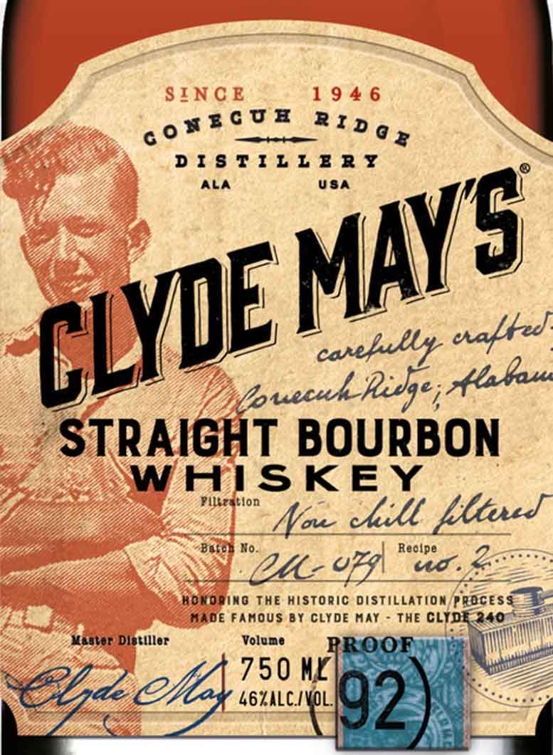 A bottle of clyde may 's straight bourbon whiskey