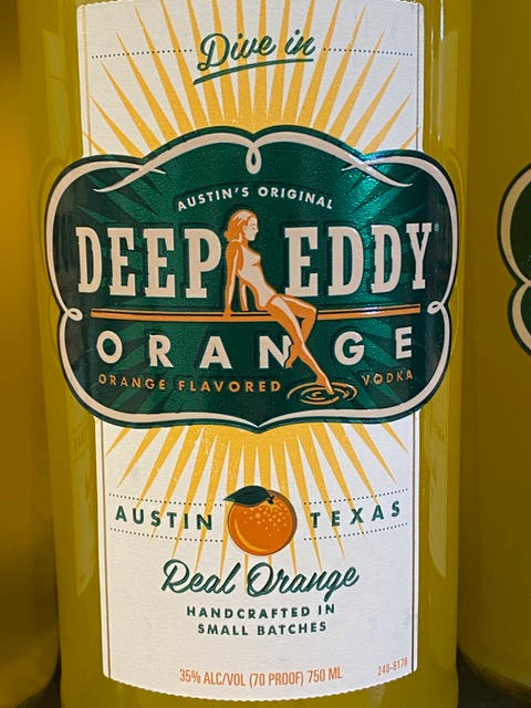 A bottle of deep eddy orange flavored vodka
