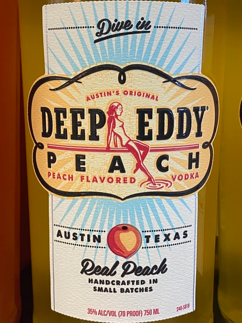 A bottle of deep eddy peach flavored vodka