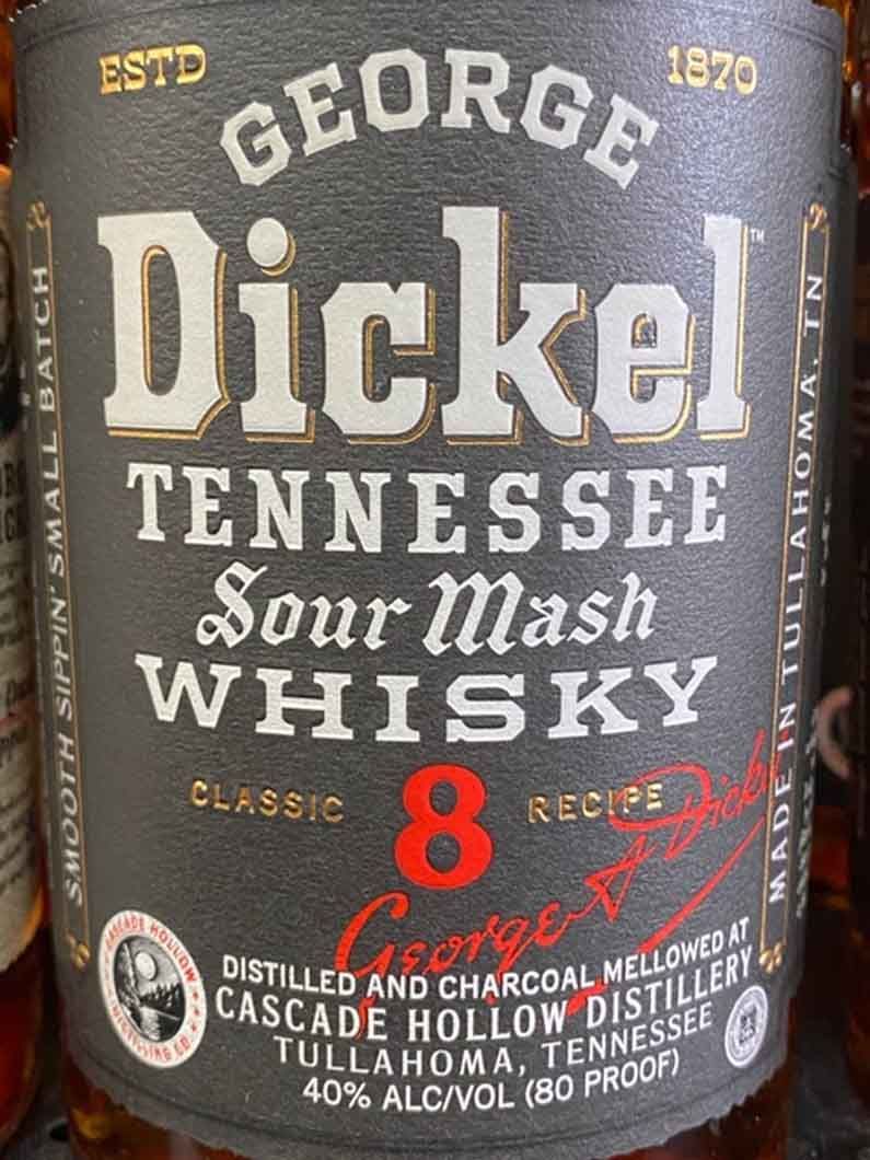 A bottle of george dickel tennessee sour mash whisky