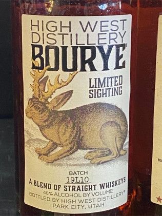 A bottle of high west distillery bourye limited sighting whiskey