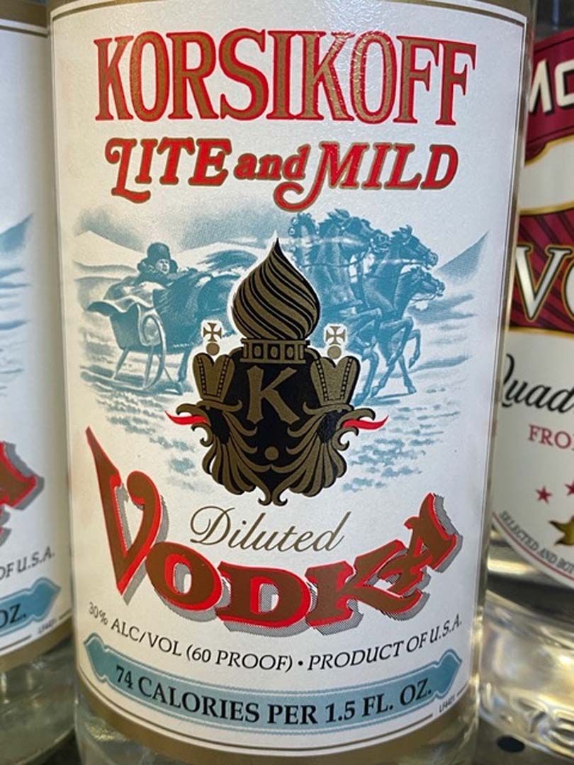 A bottle of korsikoff lite and mild diluted vodka