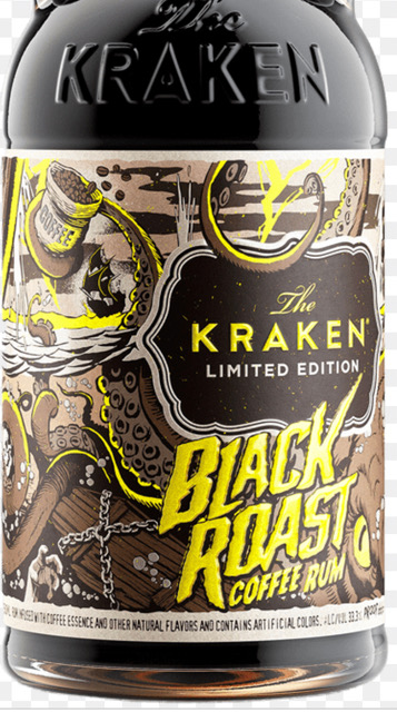 A bottle of kraken limited edition black roast coffee rum