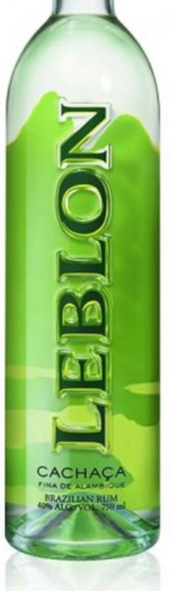 A bottle of cachaca with a green label