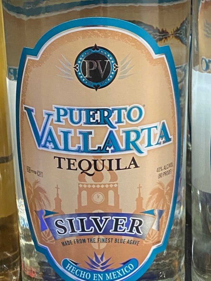 A bottle of puerto vallarta tequila silver