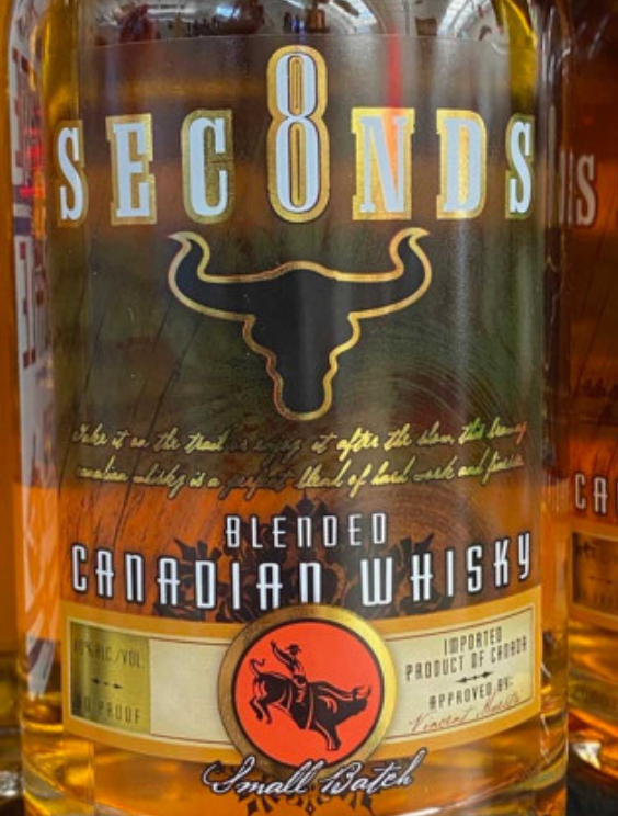 A bottle of 8 seconds blended canadian whisky