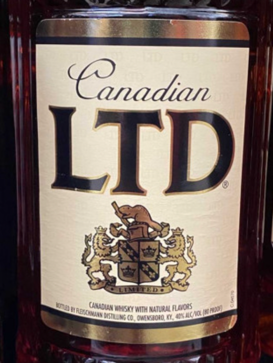 A close up of a bottle of canadian ltd