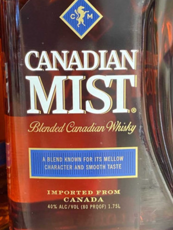 A bottle of canadian mist blended canadian whisky