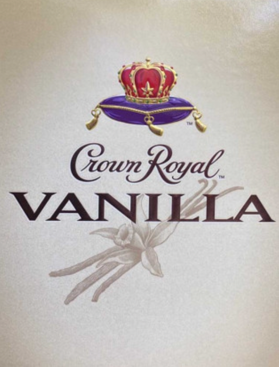 A bottle of crown royal vanilla with a crown on it