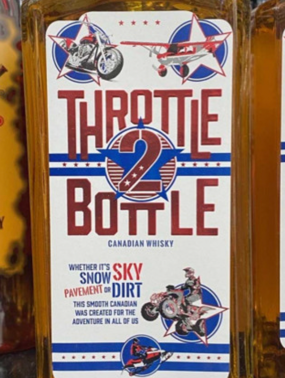 A bottle of canadian whiskey called throttle 2 bottle