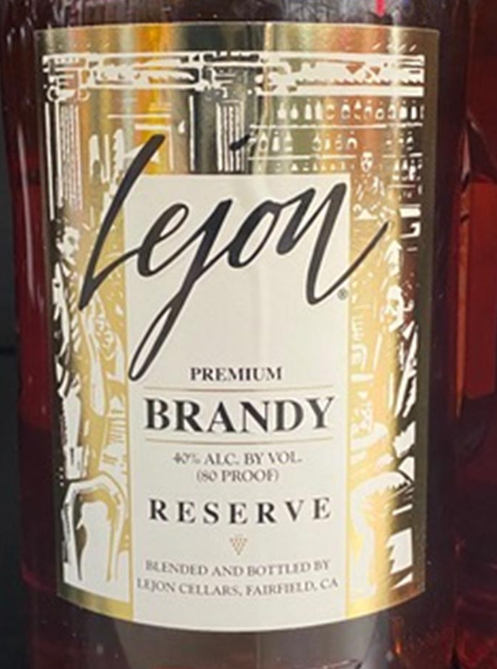A bottle of lejon premium brandy reserve