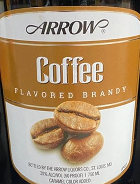 A bottle of arrow coffee flavored brandy