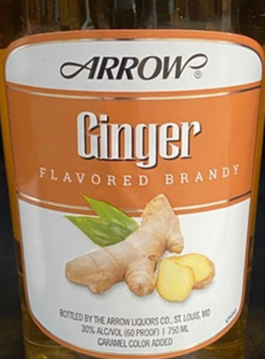 A bottle of arrow ginger flavored brandy