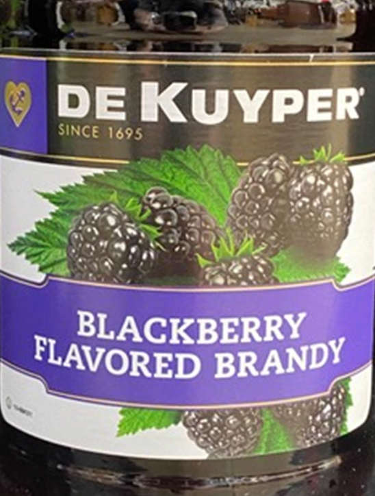 A bottle of de kuyper blackberry flavored brandy