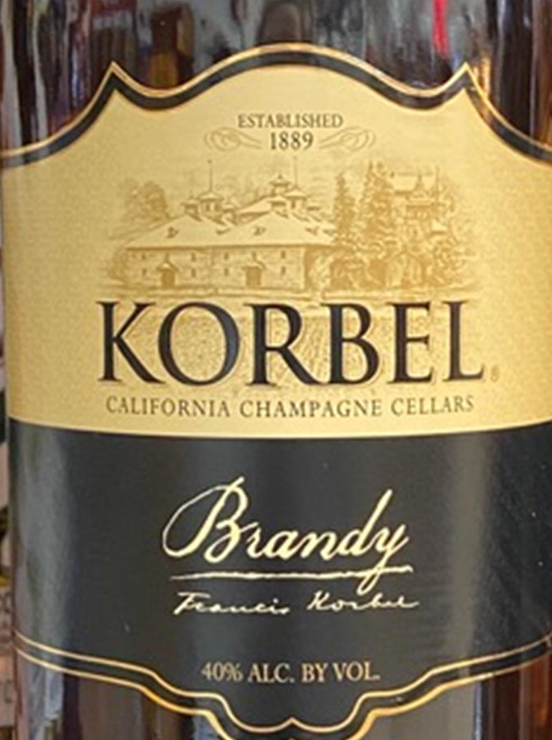 A bottle of korbel brandy from california champagne cellars