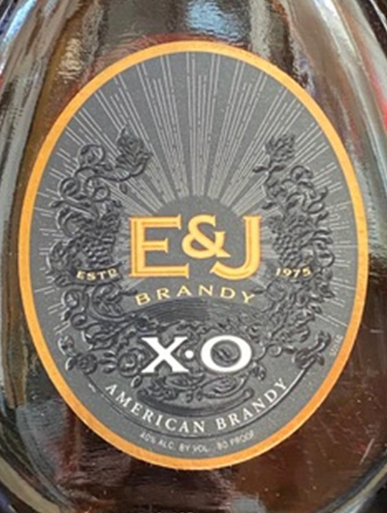 A bottle of e & j brandy x-o american brandy