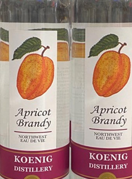 Two bottles of apricot brandy from koenig distillery