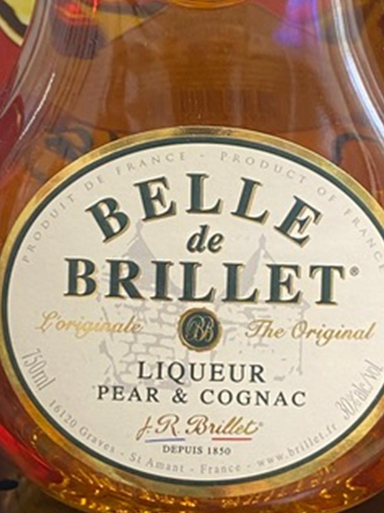 A bottle of belle de brillet liqueur pear and cognac