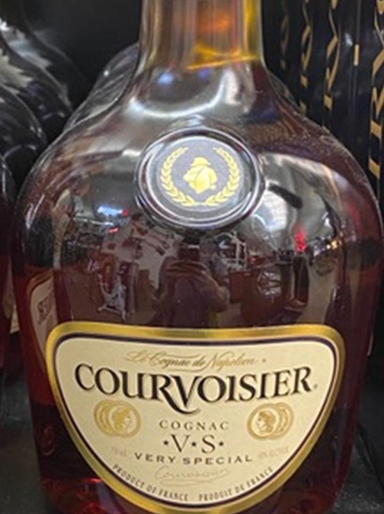 A bottle of courvoisier cognac v.s. very special