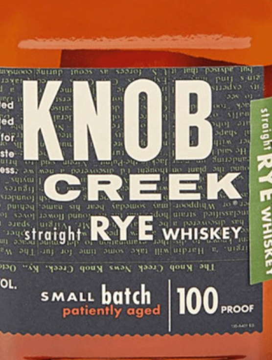 A small batch of knob creek straight rye whiskey