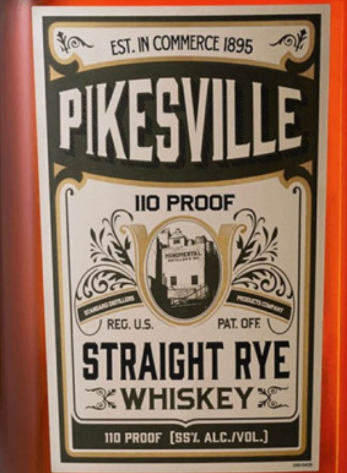 A label for pikesville straight rye whiskey