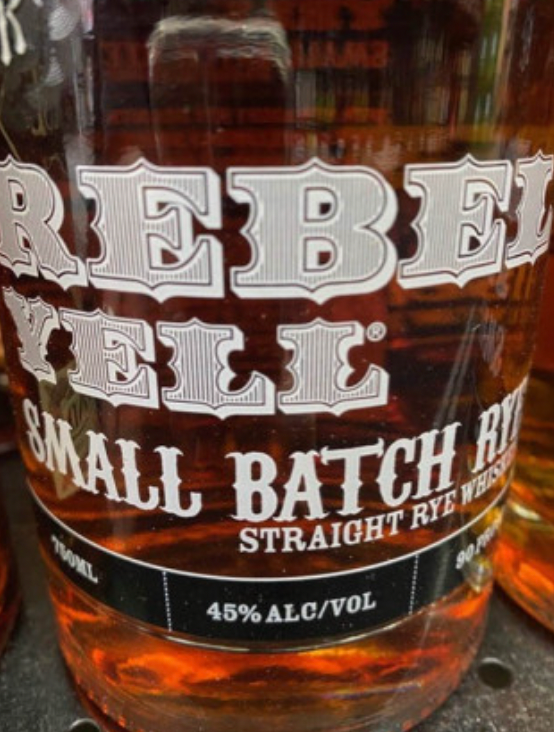 A bottle of rebel yell small batch straight rye whiskey