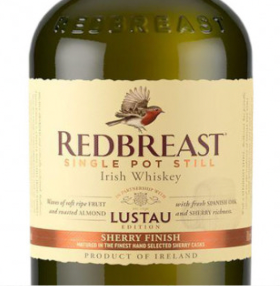 A bottle of redbreast single pot still irish whiskey