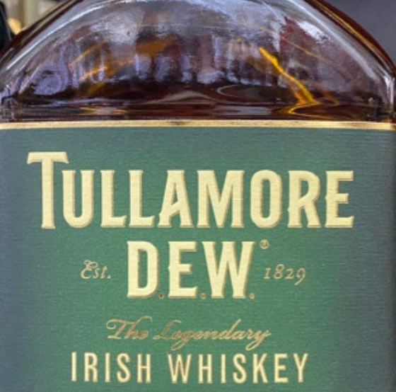 A bottle of tullamore dew the legendary irish whiskey