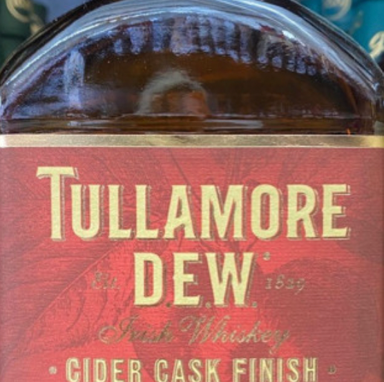 A bottle of tullamore dew cider cask finish