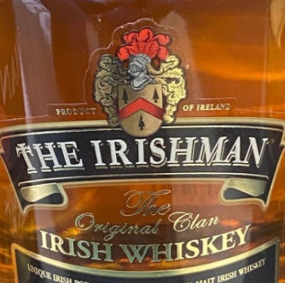 A bottle of the irishman original clan irish whiskey