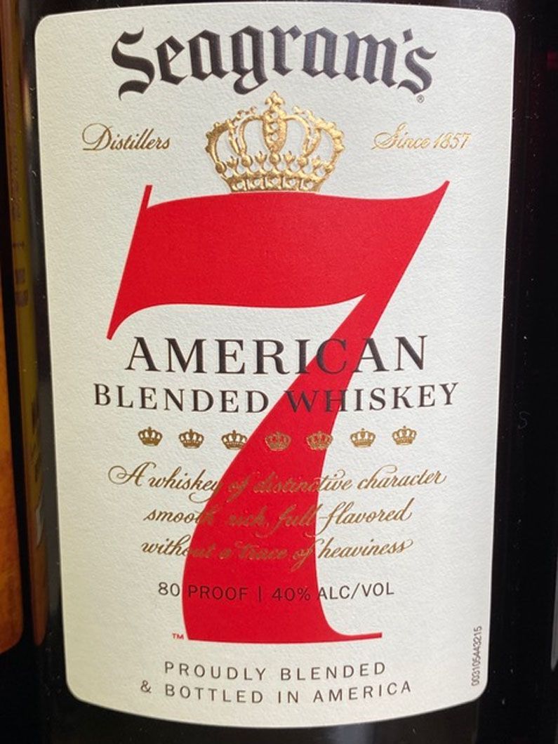 A bottle of seagram 's 7 american blended whiskey