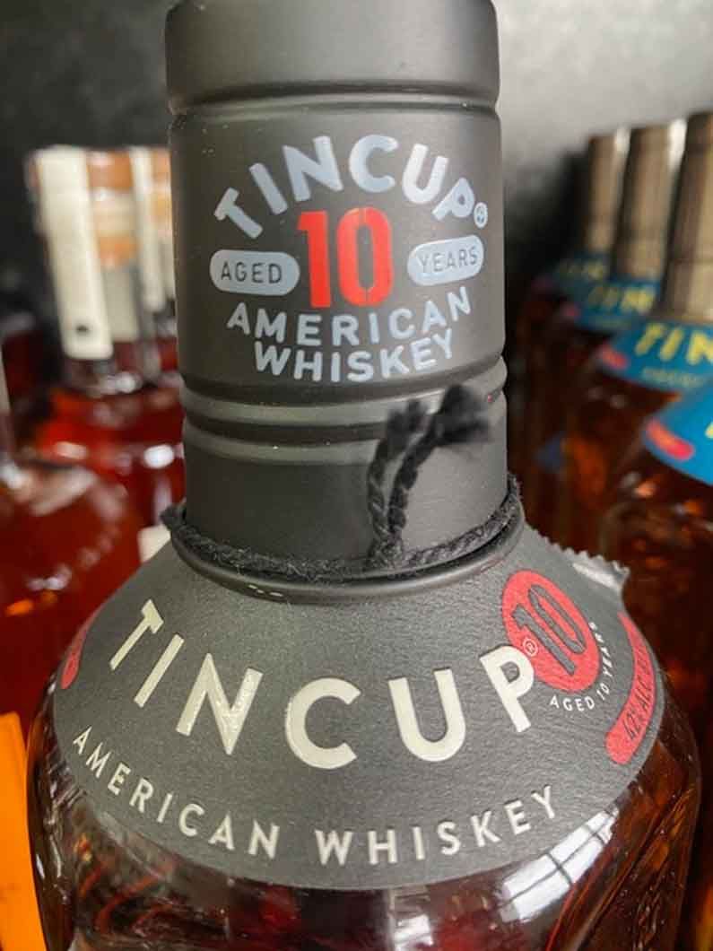 A bottle of tincup 10 year old american whiskey