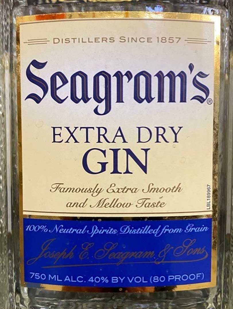 A bottle of seagram 's extra dry gin