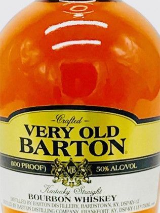 A bottle of very old barton bourbon whiskey